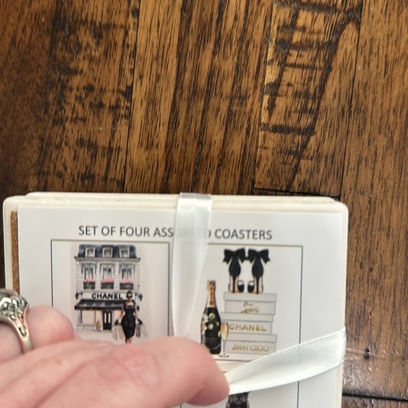 Amanda Greenwood licensed coasters set of 4 Chanel Dior Prada Tom Ford YSL NWT - Picture 13 of 14